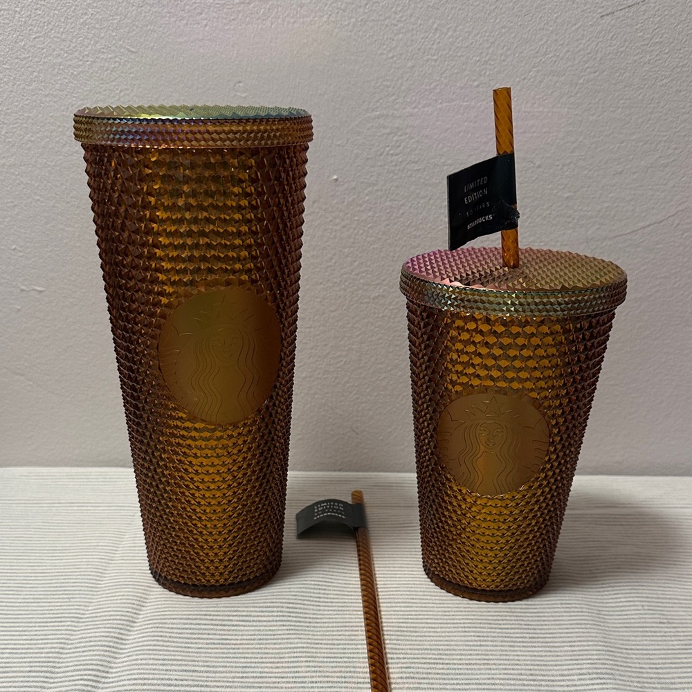 Starbucks Gold Textured Tumbler Duo